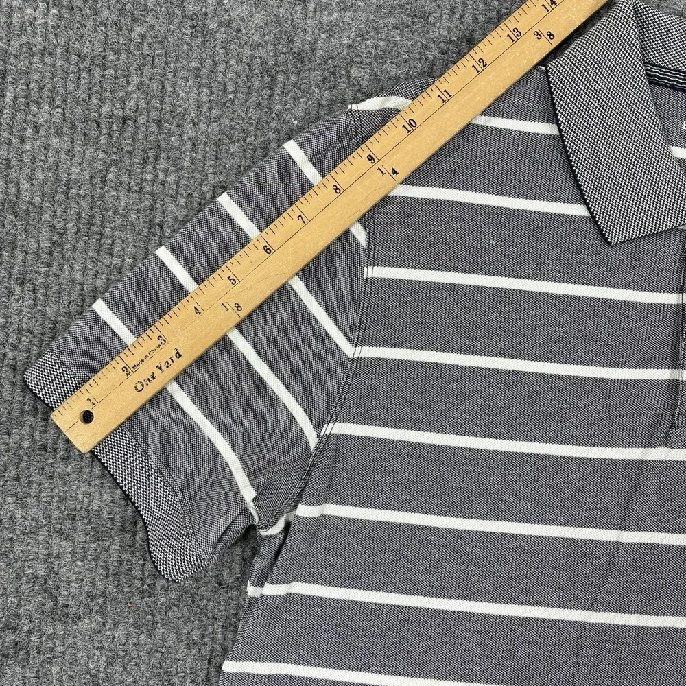 Banana Republic Polo Shirt Mens Size M Blue Striped Cotton Short Sleeve Logo